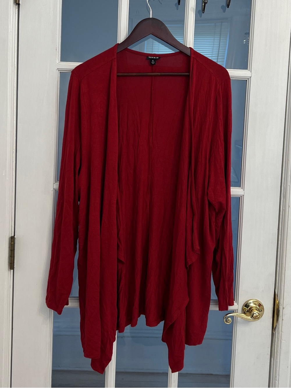 TORRID Women’s Super Soft Drape Front Cardigan Red Waterfall Plus 4X 26 28